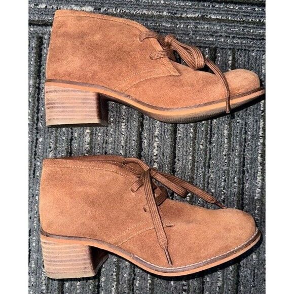 DIBA True Light Brown Ankle Boots Suede Leather Lace Up Shoes Women's‎ 7 - Picture 1 of 7